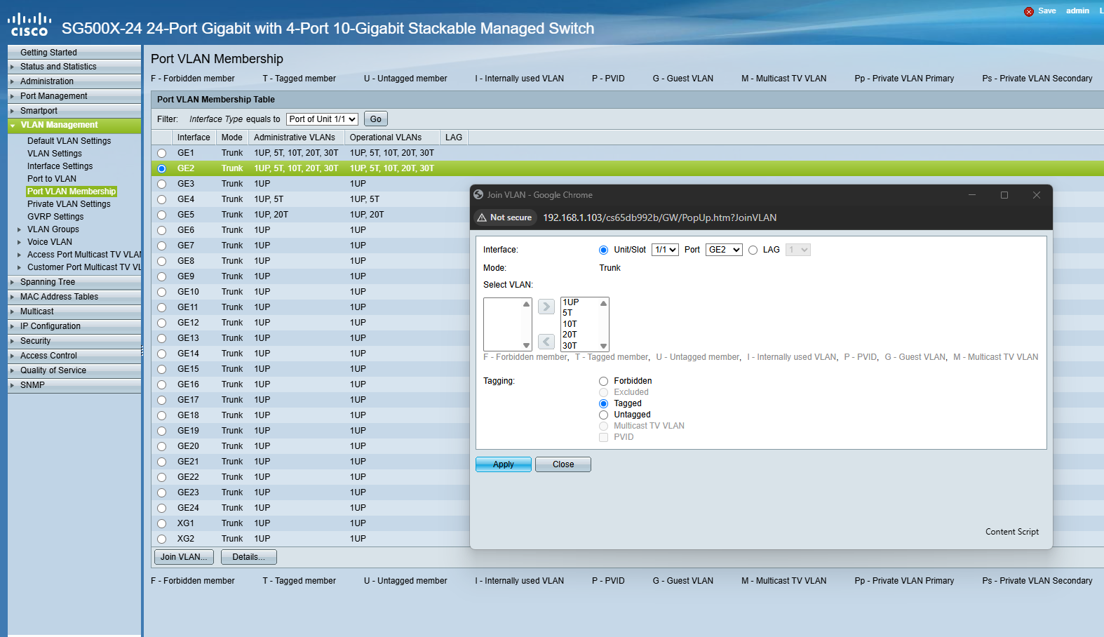 Assigning Trunk and access VLANs to Infrastructure and physical ports or system